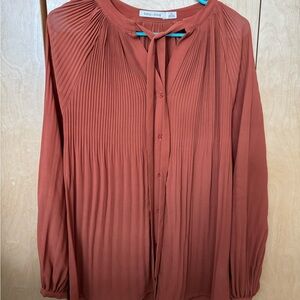 bishop + young Terracotta Pleated Blouse